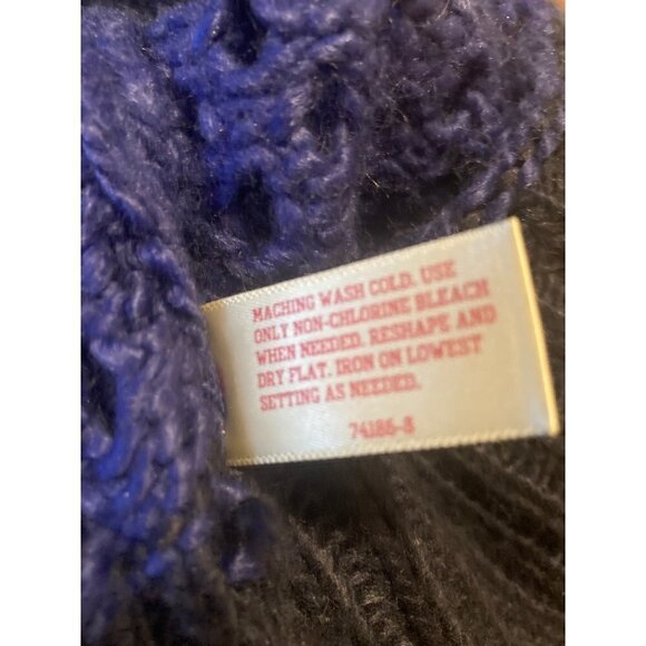 Arizona Jeans Co Sweater Womens Open Chunky Knit Long Sleeve Cobalt Blue Blk IX - Picture 6 of 6